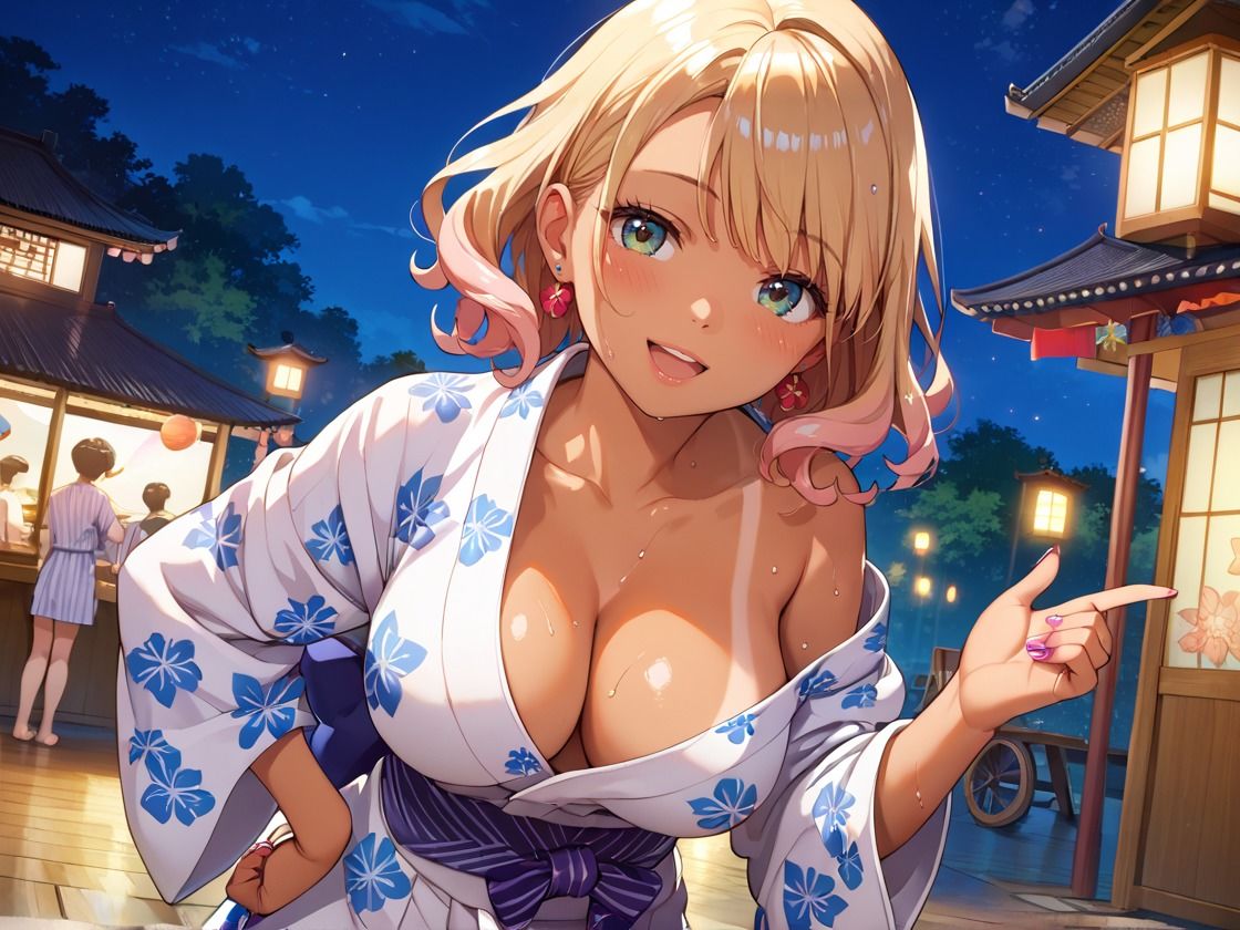 エロカワ爆乳日焼けギャルお祭り大乱交 - サンプル画像 1