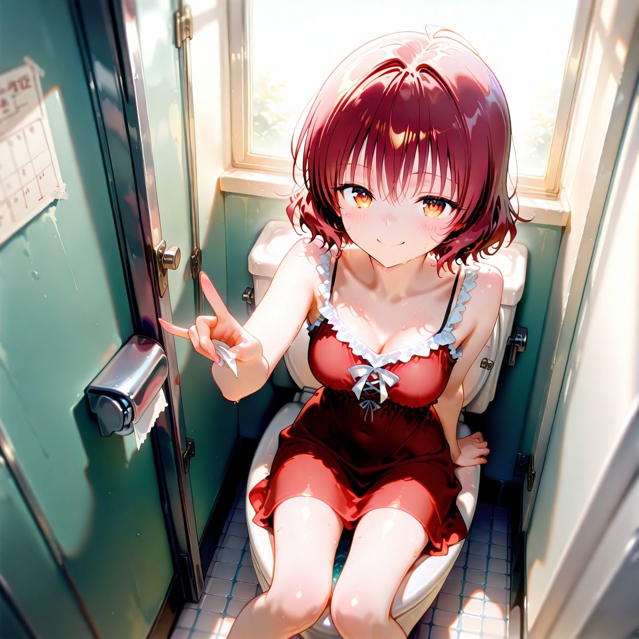 【Part1】トイレでオナニー見つかっちゃった☆ご褒美にエッチ - サンプル画像 1