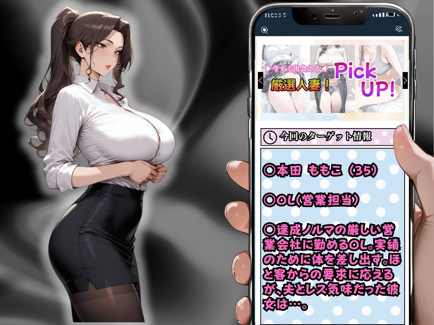 【セリフ入有】肉感人妻種付け〜爆乳人妻OLによる肉体営業 巨マラレ●プで痴女化した〜 - サンプル画像 2