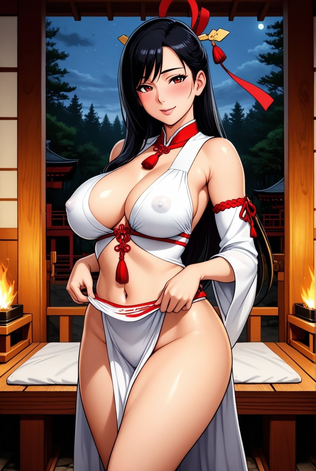 人妻巫女、夜の社で秘めごとを舞う - サンプル画像 2