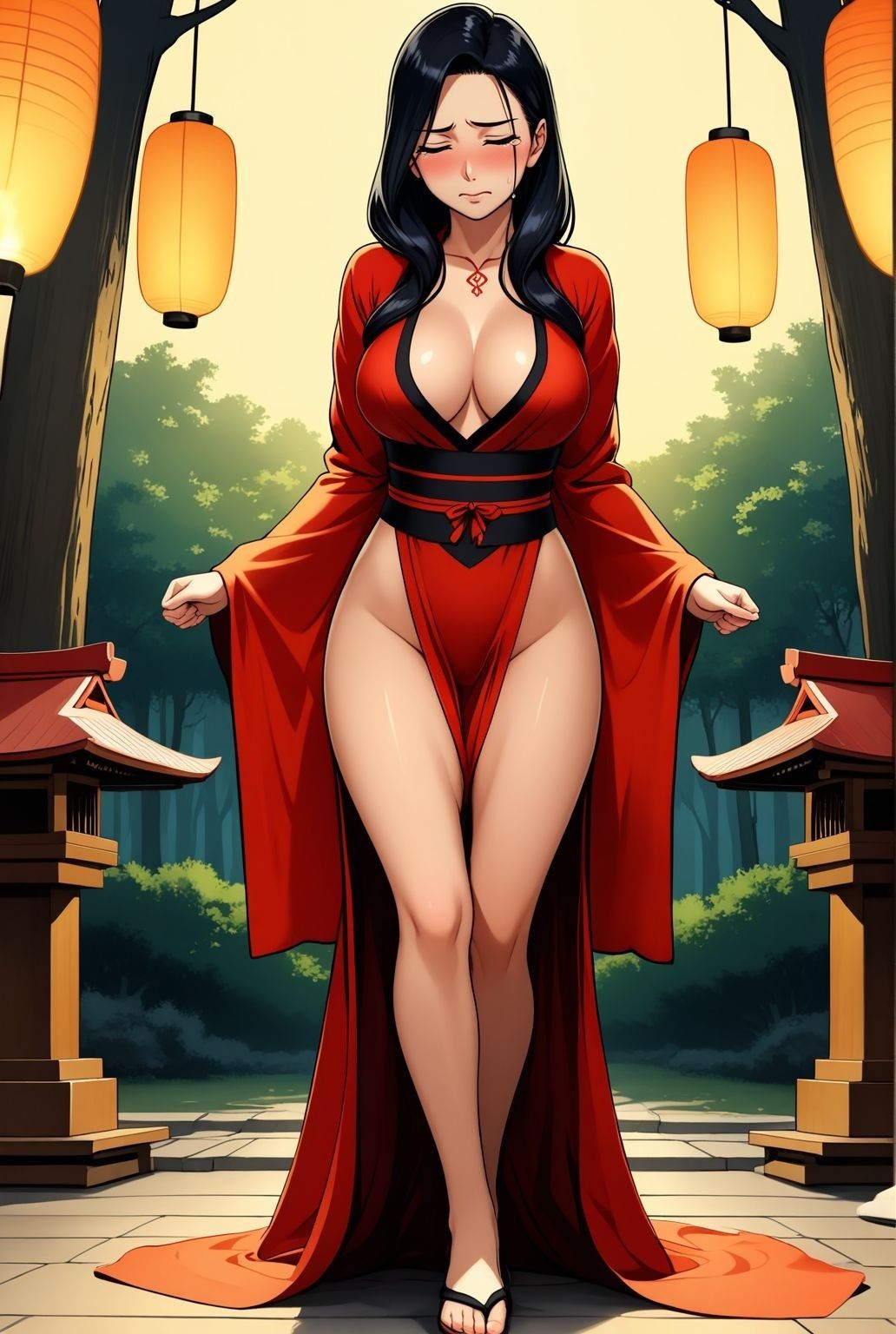 人妻巫女、夜の社で秘めごとを舞う - サンプル画像 3