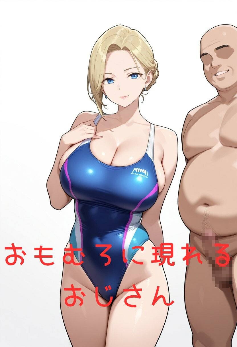 金髪お姉さんと競泳水着とおじさん - サンプル画像 1