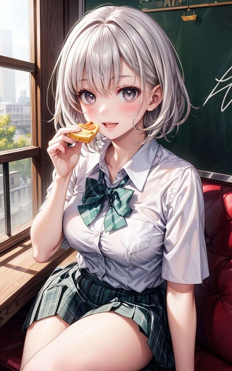 グラビア＆裏画像 JKアイドル 白川まや 緑制服バージョン - サンプル画像 1