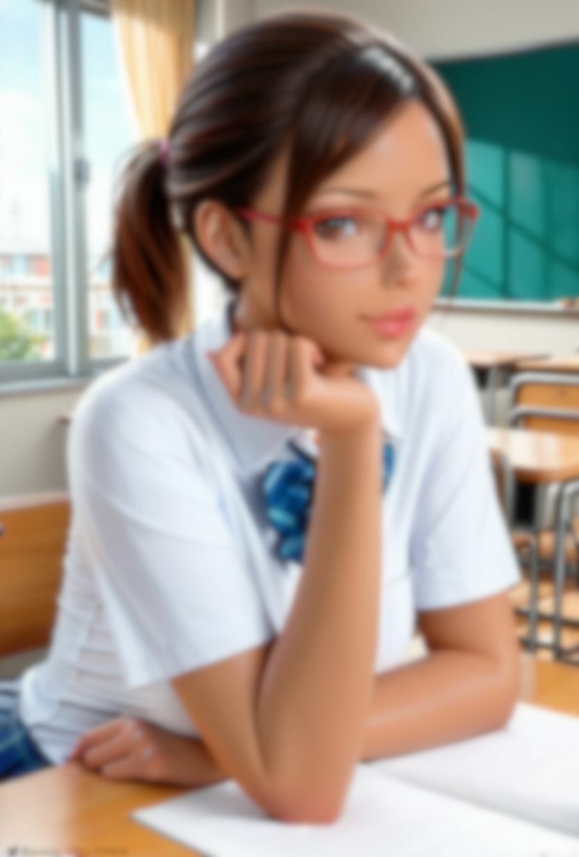 黒〇〇の縞パン〇姦。学校編（教室） - サンプル画像 1