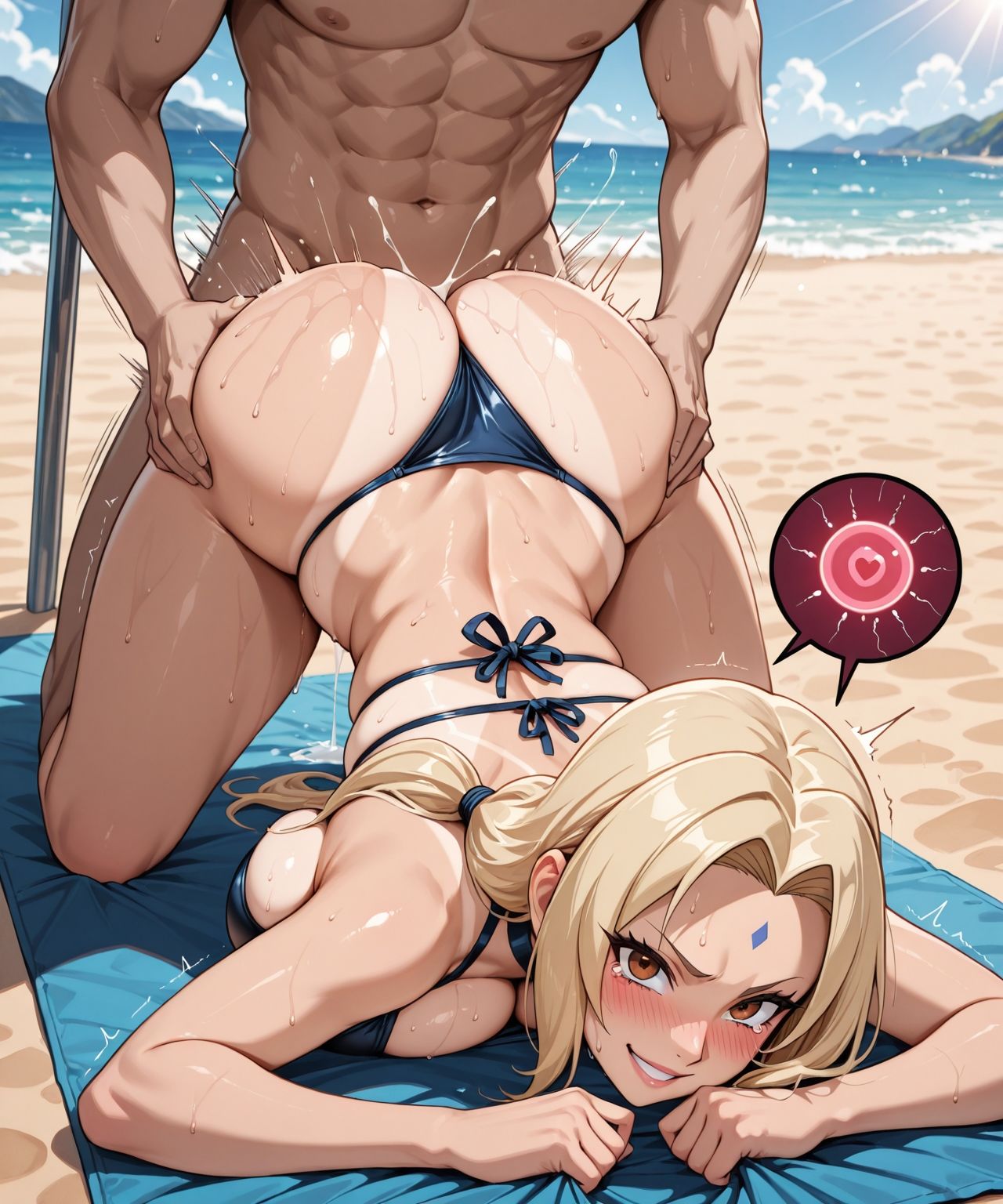 爆乳火影の秘密の裏任務 褐色ビキニ編 - サンプル画像 4