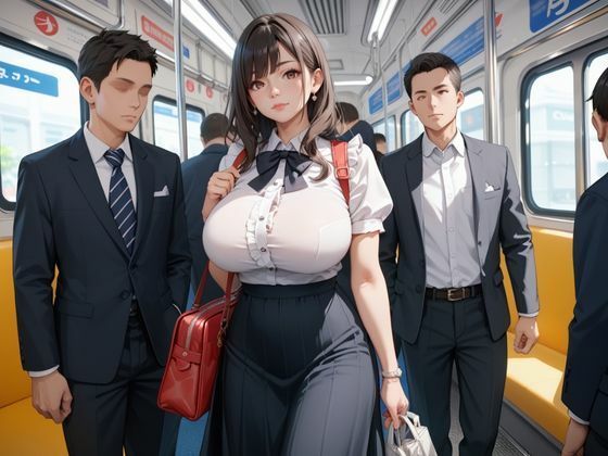 巨乳美女が男性専用車両に乗ったら - サンプル画像 1