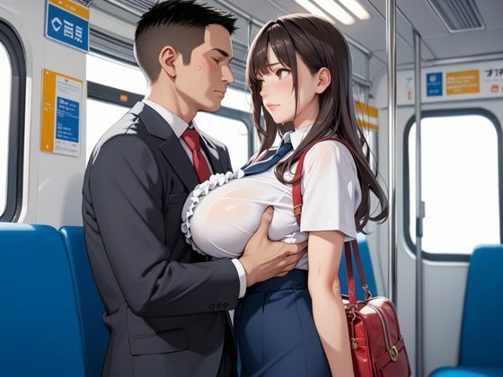巨乳美女が男性専用車両に乗ったら - サンプル画像 2