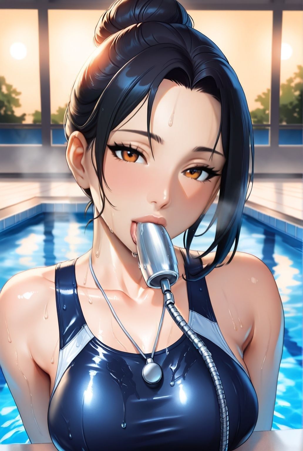 水泳教室の裏側で  人妻熟女インストラクターとの密逢 - サンプル画像 2