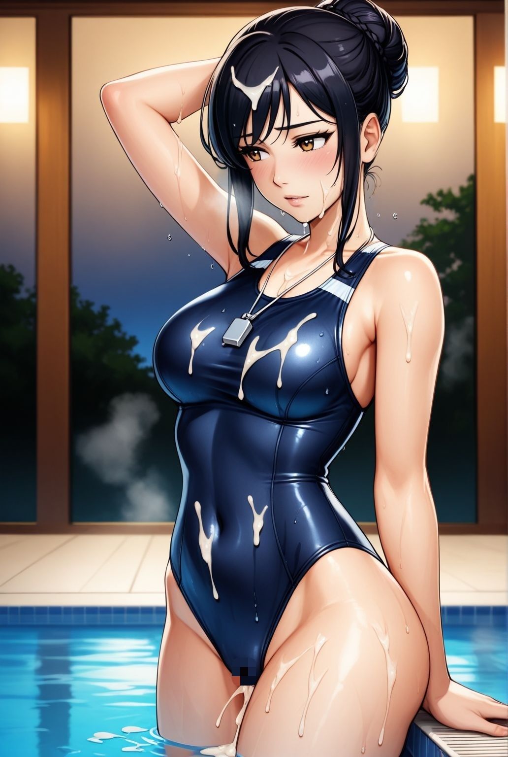 水泳教室の裏側で  人妻熟女インストラクターとの密逢 - サンプル画像 7