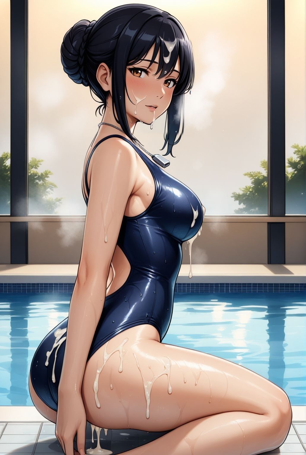 水泳教室の裏側で  人妻熟女インストラクターとの密逢 - サンプル画像 10