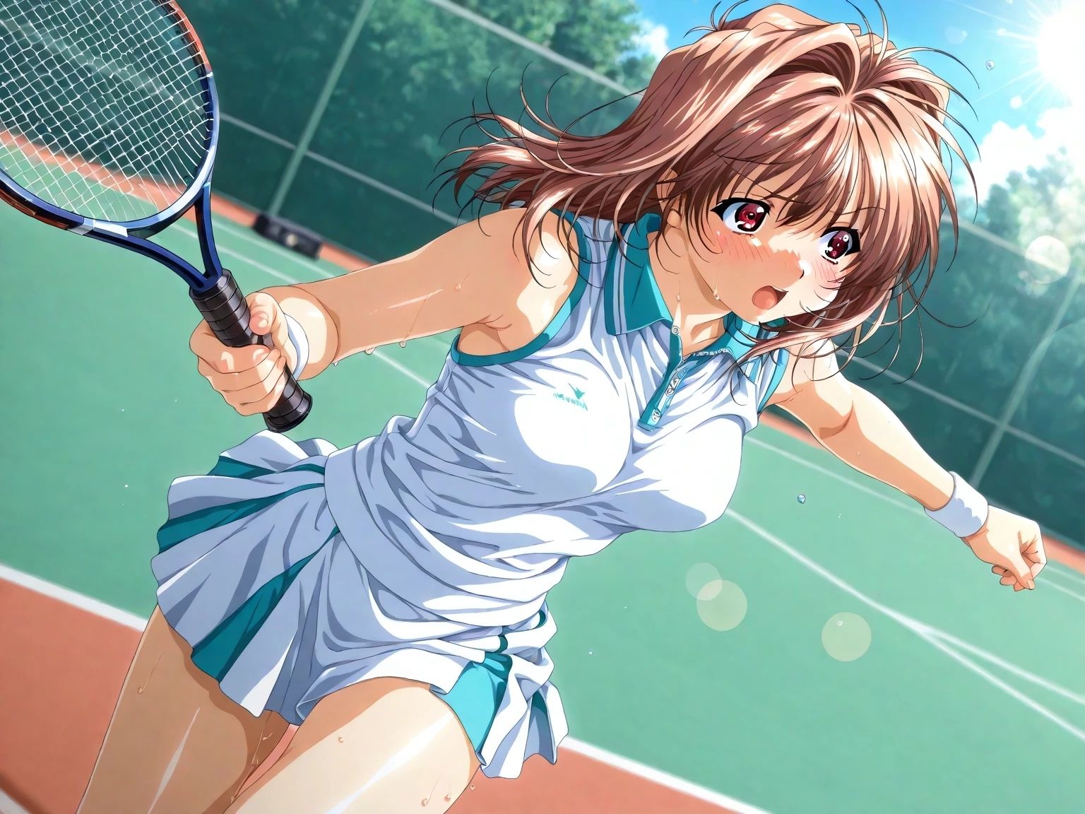 AIイラストCG集98  L〇VERS  恋に〇ちたら  河〇理恵  テニスウェア編 - サンプル画像 1