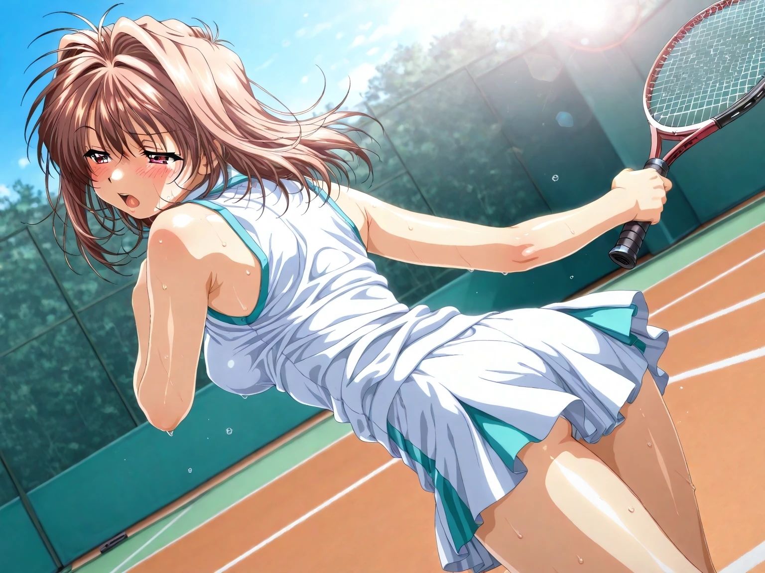 AIイラストCG集98  L〇VERS  恋に〇ちたら  河〇理恵  テニスウェア編 - サンプル画像 2