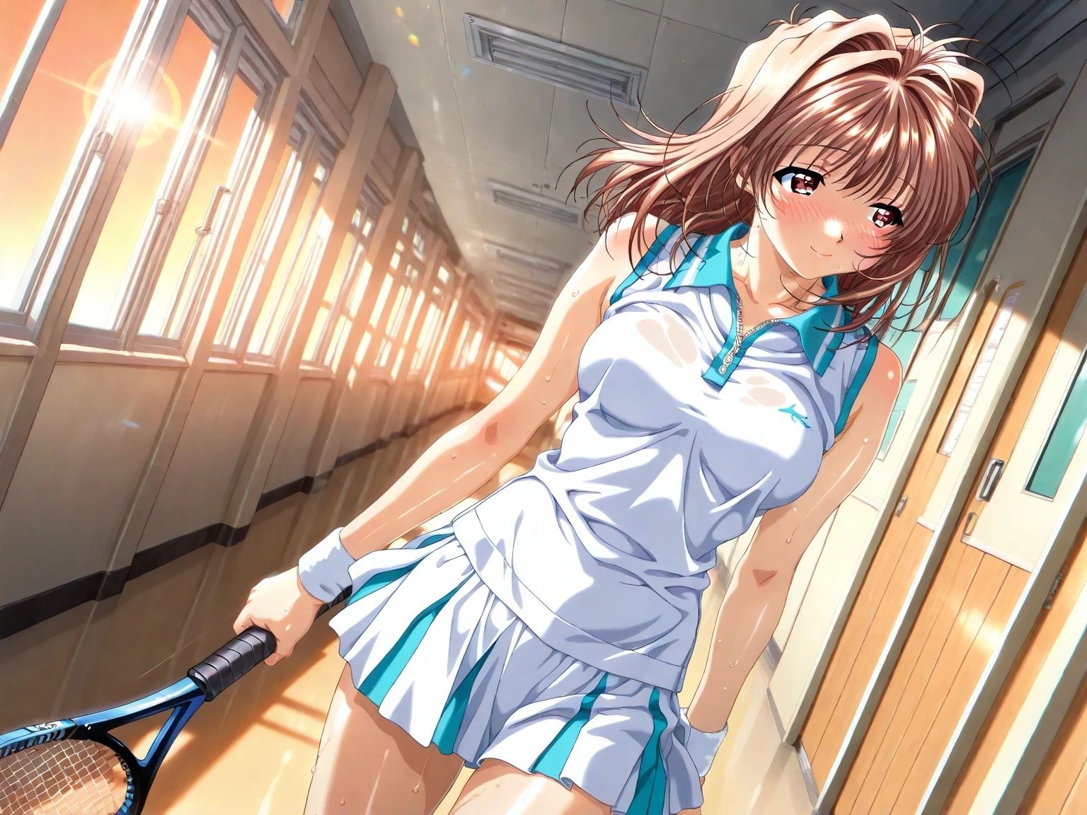 AIイラストCG集98  L〇VERS  恋に〇ちたら  河〇理恵  テニスウェア編 - サンプル画像 3