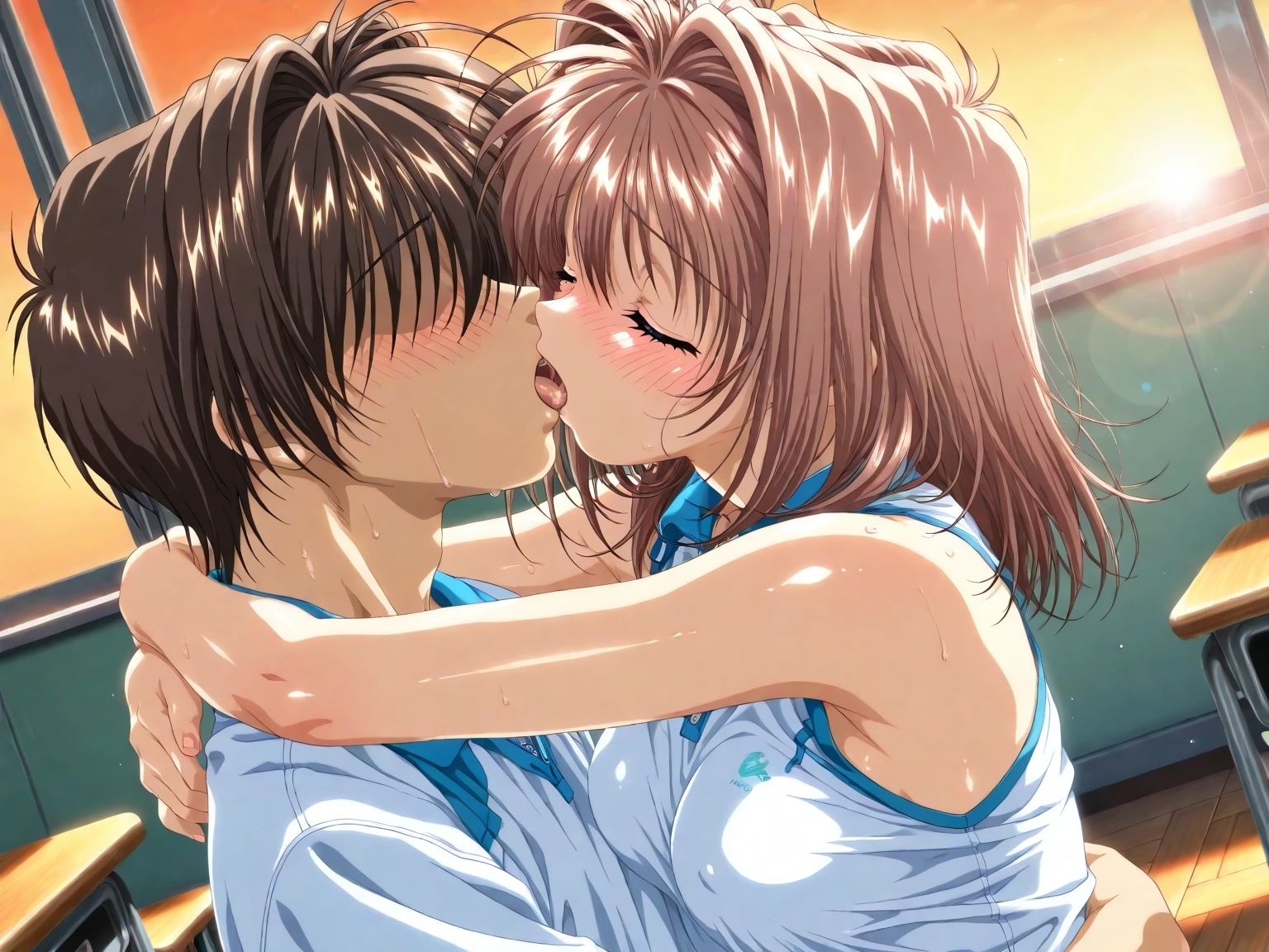 AIイラストCG集98  L〇VERS  恋に〇ちたら  河〇理恵  テニスウェア編 - サンプル画像 4