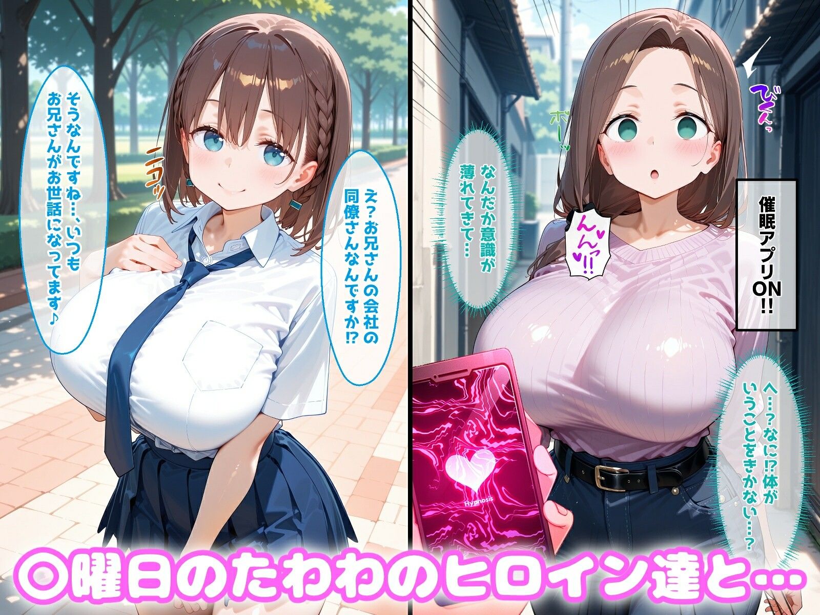 〇眠アプリで妊娠孕ませ  〇曜日のたわわのヒロインたちと膣内射精えっちする話 - サンプル画像 1