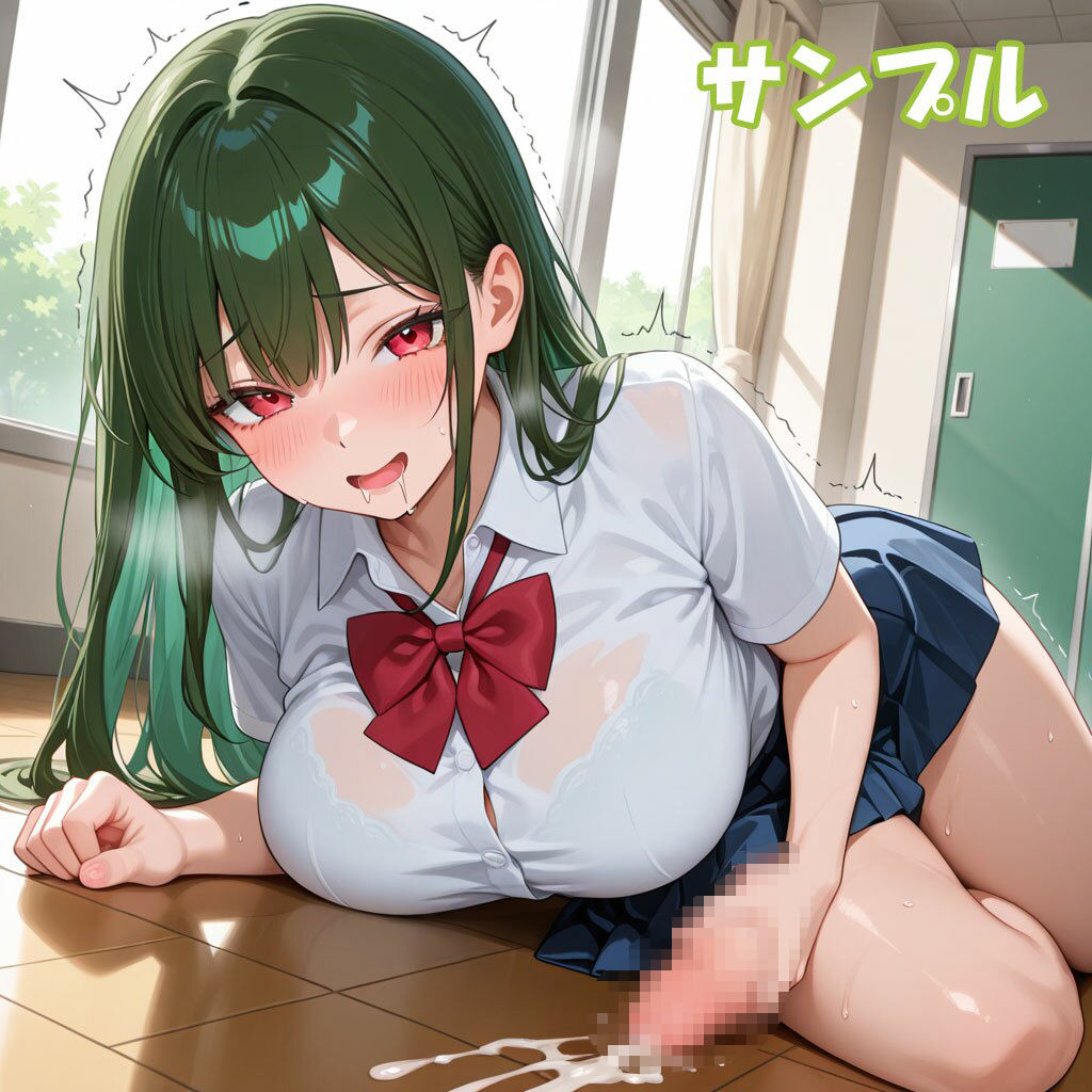 ふたなり彼女！ときどき彼女！3-12  緑パッツンちゃん単独＜制服編＆ヌード編＞ - サンプル画像 2