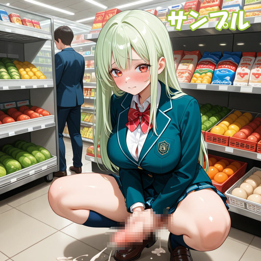 ふたなり彼女！ときどき彼女！3-14  薄緑パッツンちゃん単独＜制服編＆ヌード編＞ - サンプル画像 1