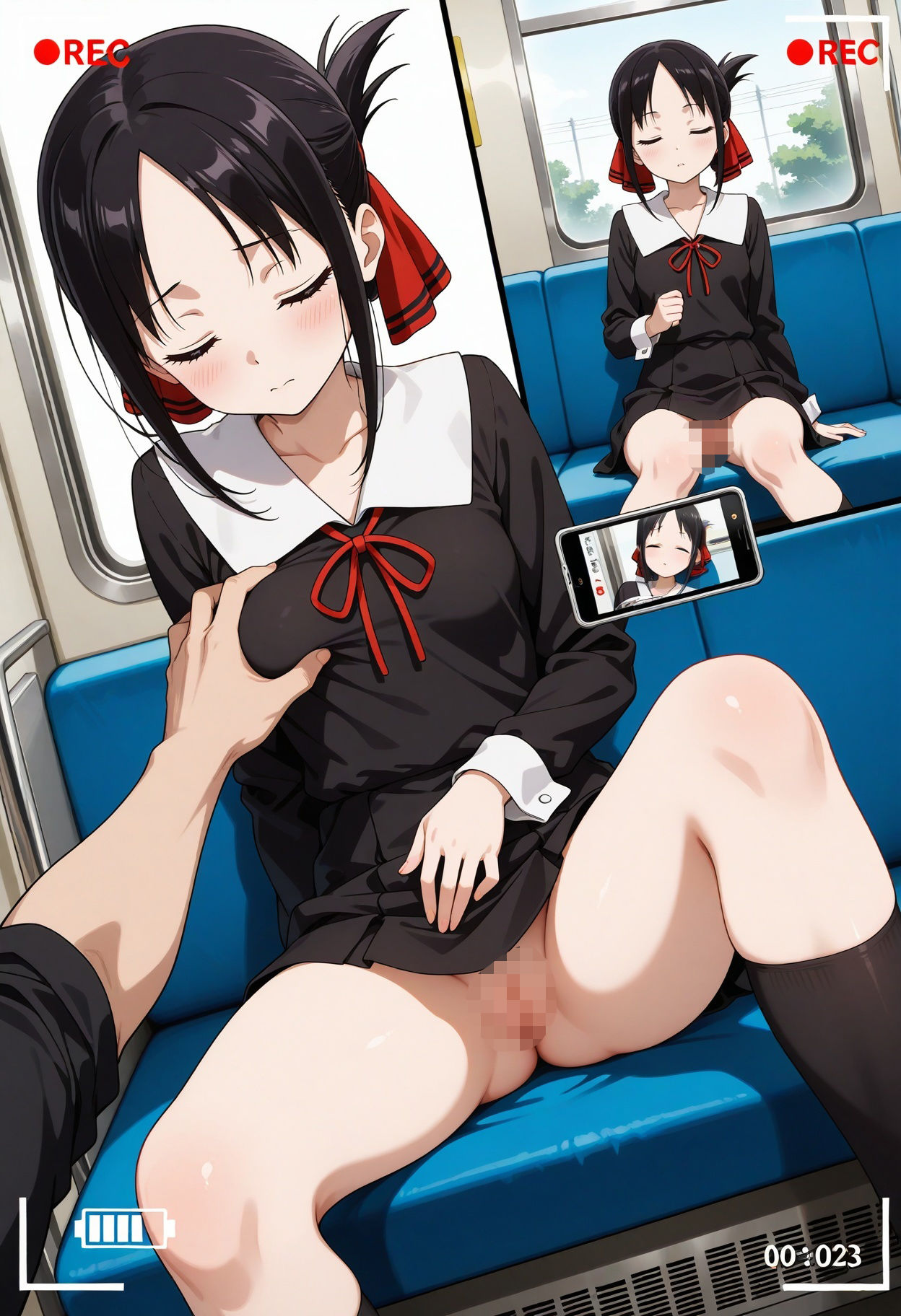 スカート内盗撮、着替え盗撮、野ション、野外露出風【四宮かぐや風1】 - サンプル画像 6