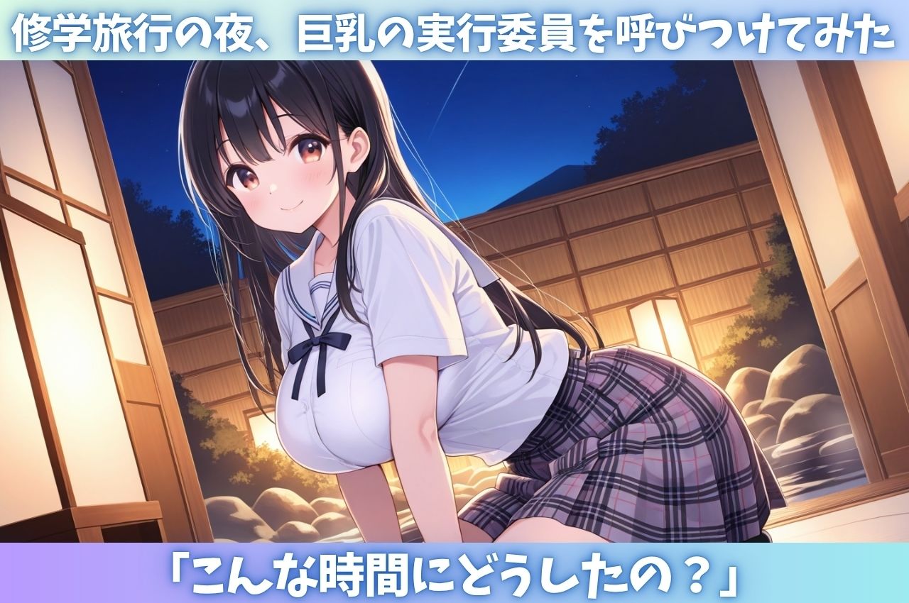 修学旅行中、巨乳委員を男子部屋に呼びつけ〇しまくった夜 - サンプル画像 1