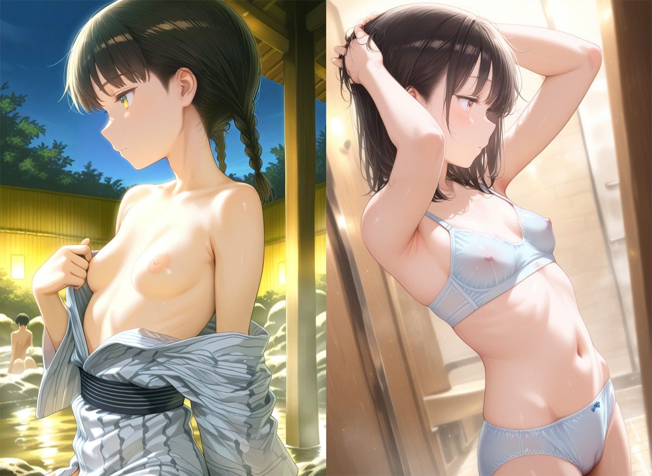 温泉  ちっぱい少女、キモおじチンポに沼る  500枚 - サンプル画像 7