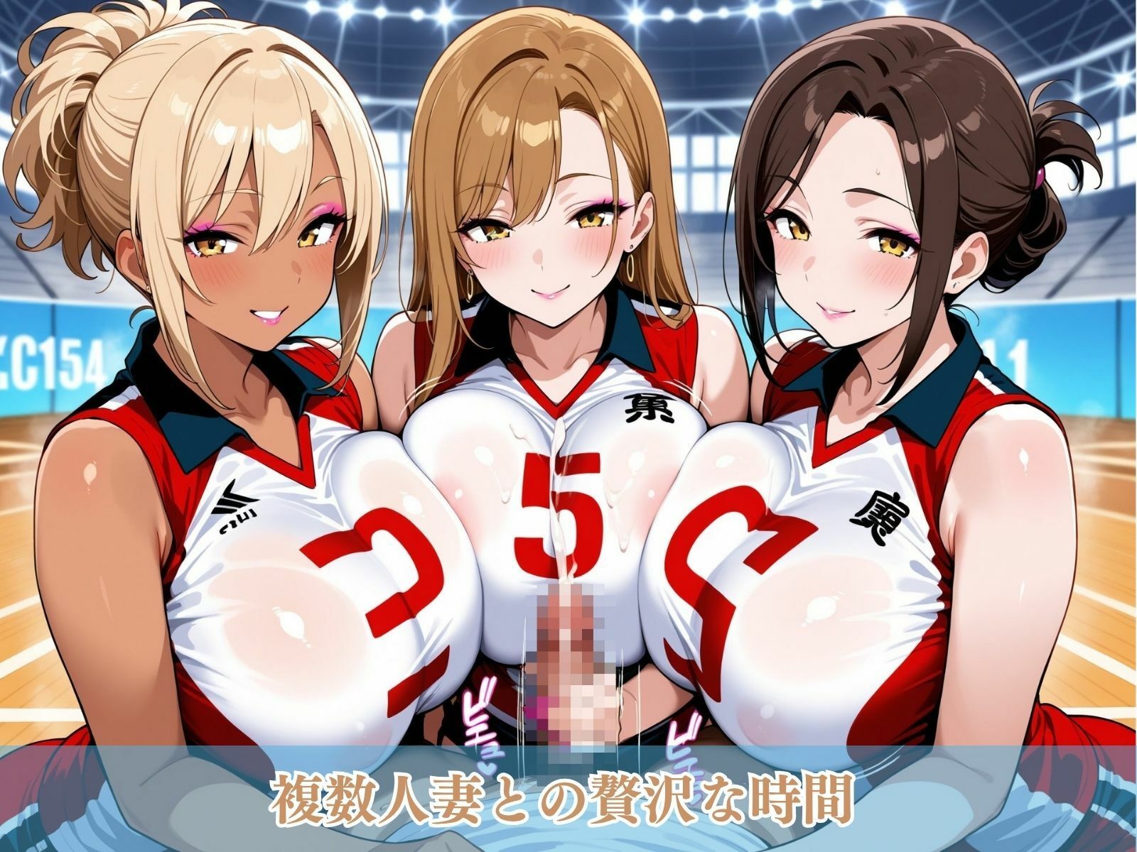 禁断の人妻ハーレムママさんバレー〜欲望に溺れる、人妻だけの贅沢な楽園〜 - サンプル画像 8