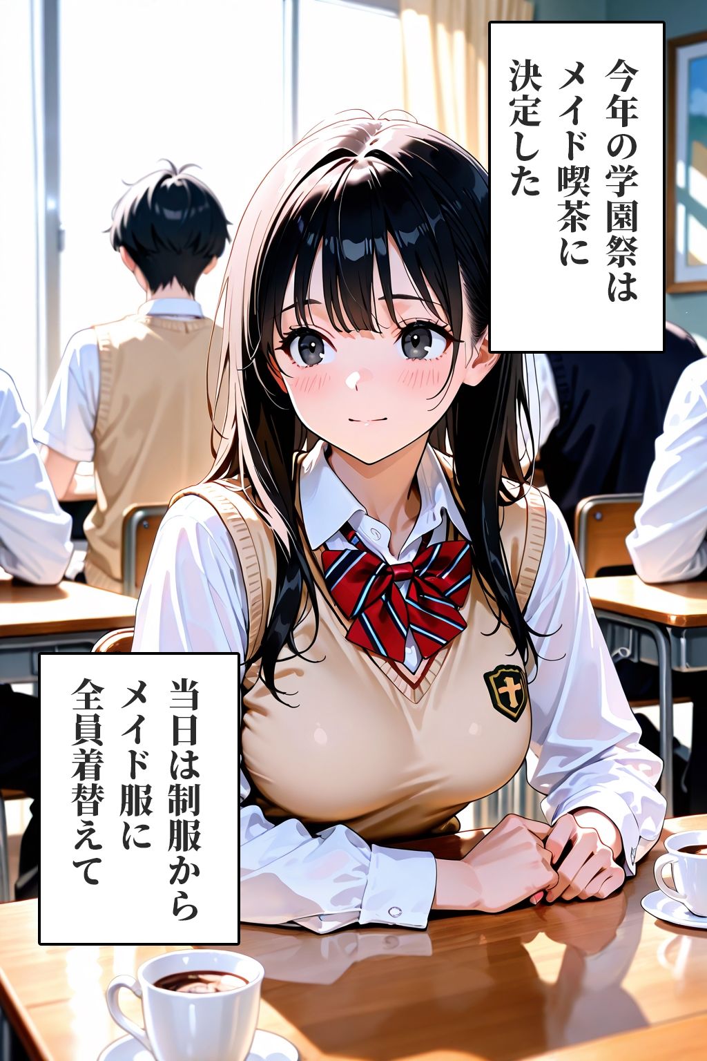 学園祭で女子校生メイド喫茶をしたら、メイド服の生まんこハメ放題になった話 - サンプル画像 1