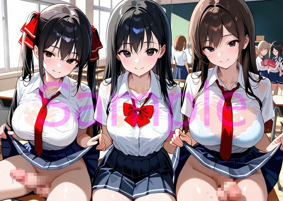 ふたなりOKになった女学校では生徒たちがち◯ぽに興味津々なイラスト集2 - サンプル画像 5