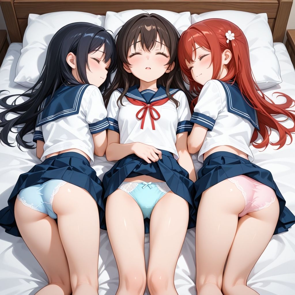 フェチコレ総集編 ベッドにパンチラしながら寝そべる美女ハーレム【総枚数1，000枚】 - サンプル画像 3