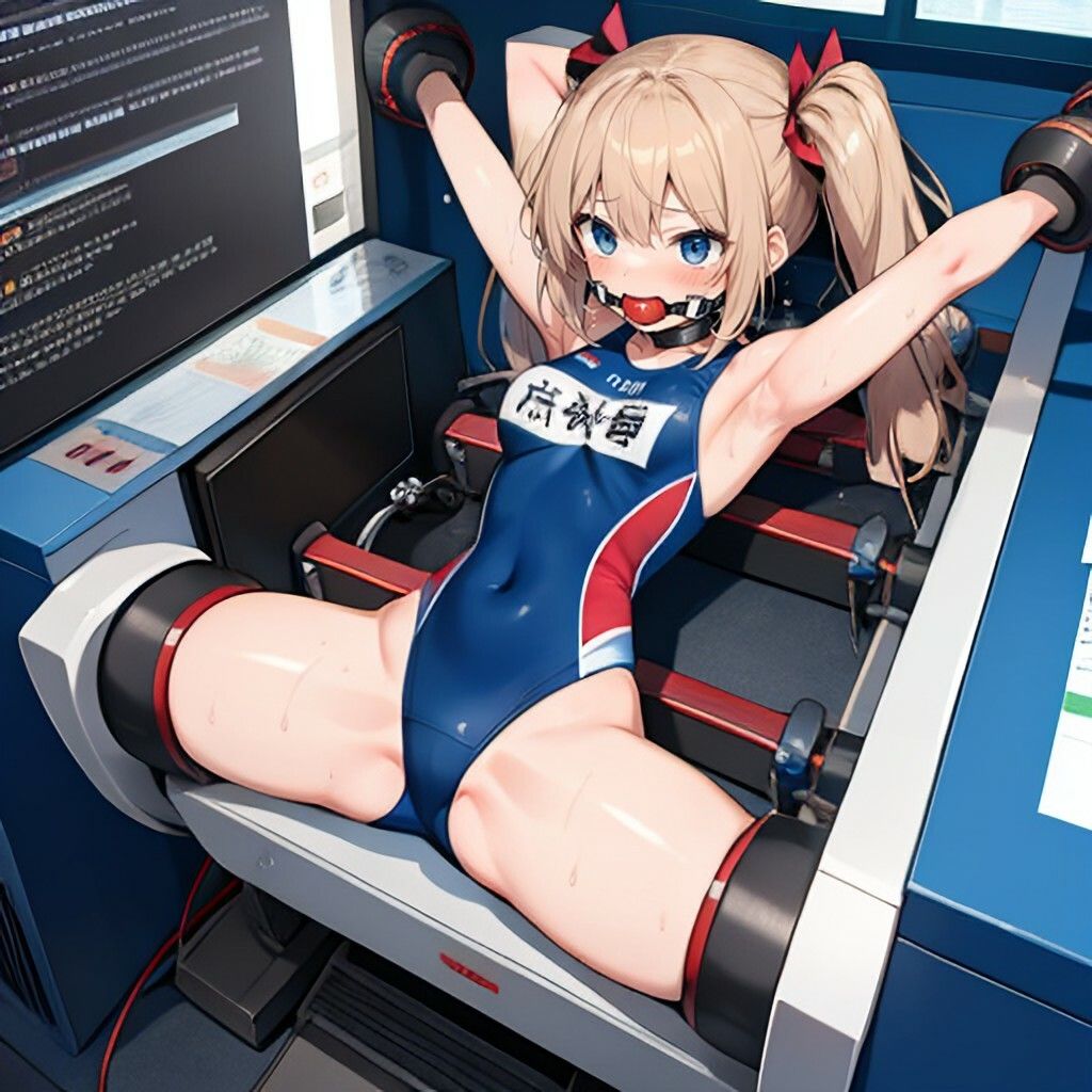 機械拘束な競泳水着風美少女さん - サンプル画像 1