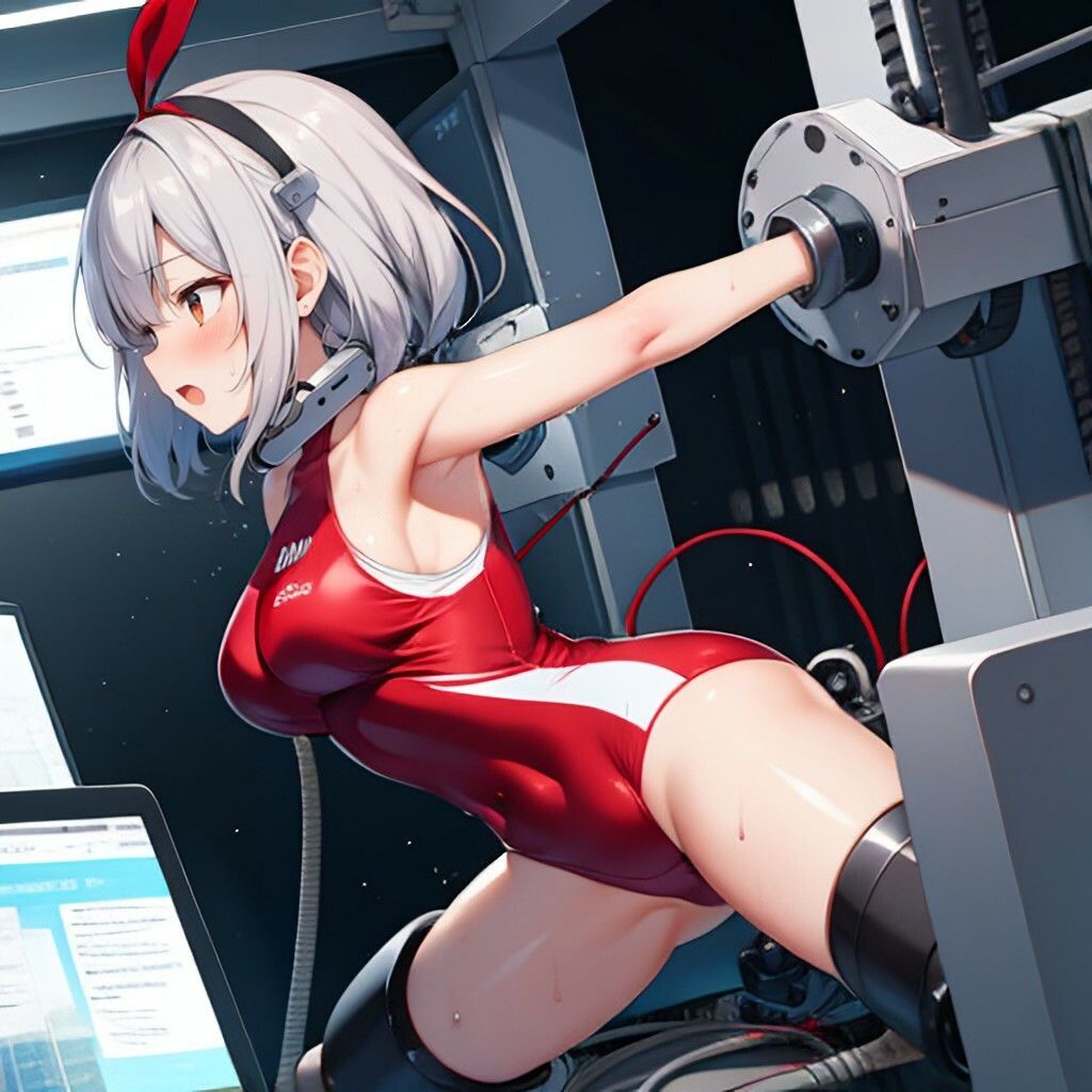 機械拘束な競泳水着風美少女さん - サンプル画像 3