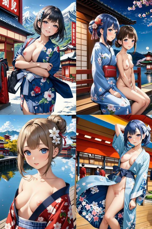 和服美少女の野外ヌード大全集！浴衣、着物がはだけて大胆露出！【1024x1536高画質サイズ！美麗画像厳選200枚以上！】 - サンプル画像 8
