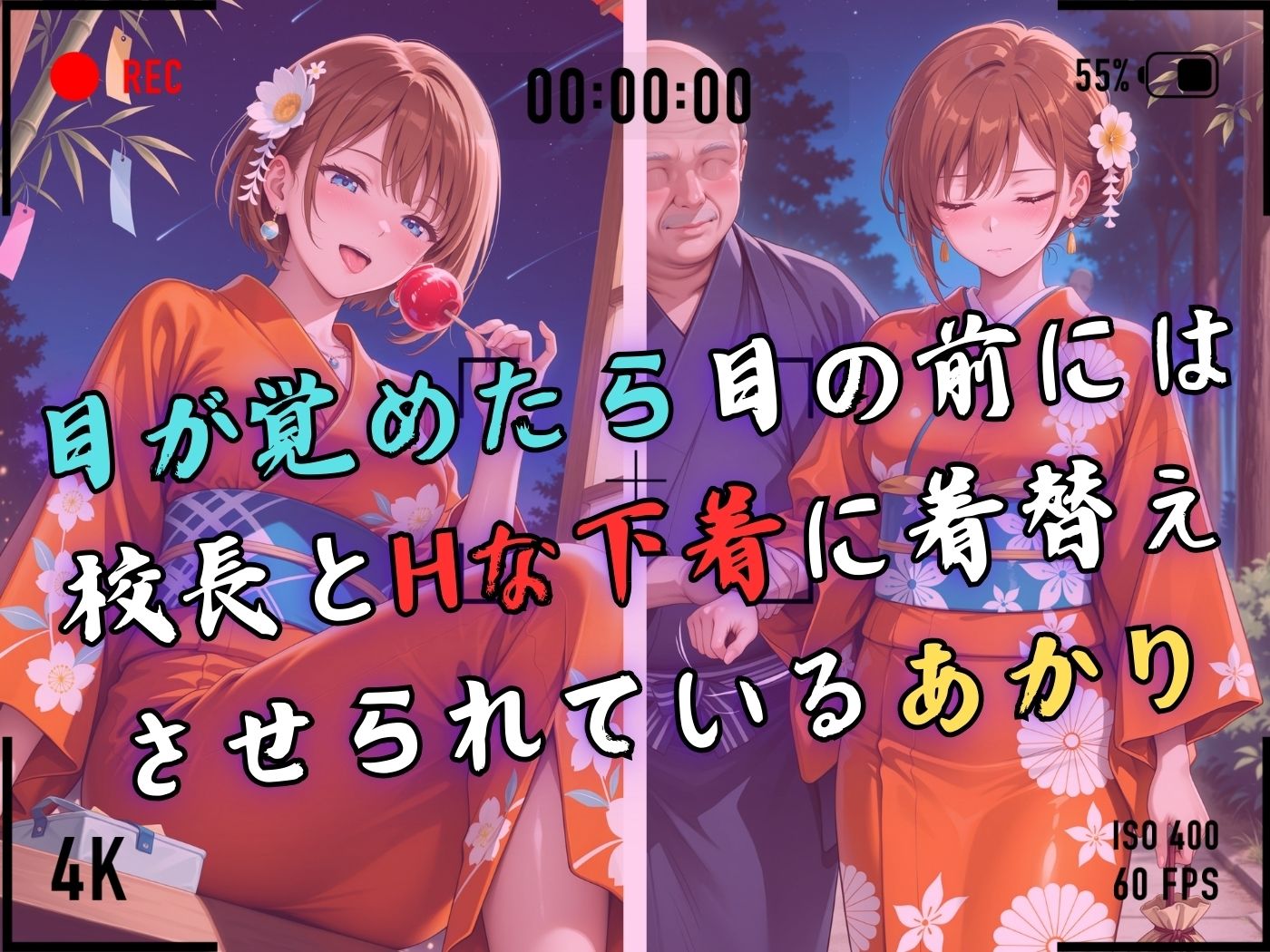 【4Kイラスト】1万3000人の生徒を抱いた校長による森あかりへの性指導（七夕祭り編） - サンプル画像 4