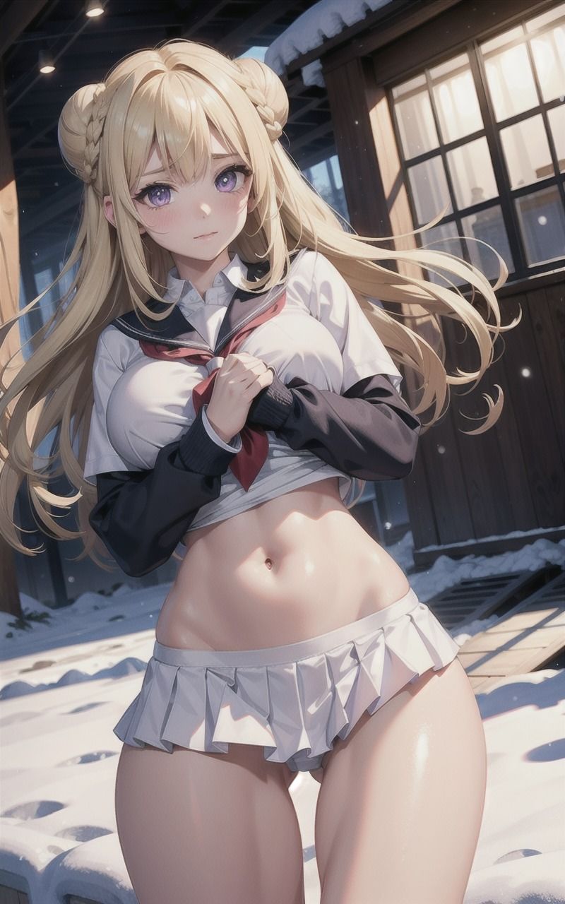 雪と女子校生 - サンプル画像 4