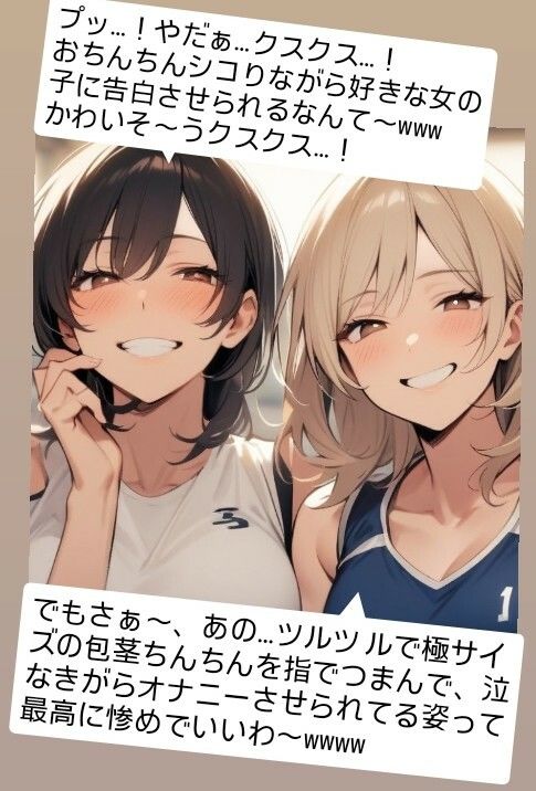短小包茎のお子様チンポを見たお姉さん達のリアクション！ M男向けCFNMイラスト集 - サンプル画像 7
