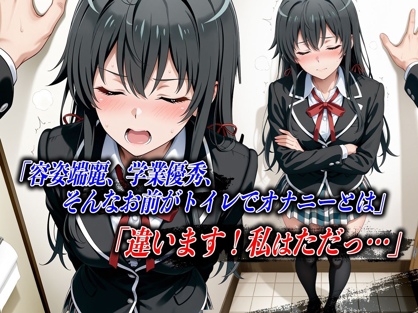 【4Kイラスト】心堕浸食_学校のトイレでオナニーしてるのを先生に見られた雪ノ●雪乃 - サンプル画像 4