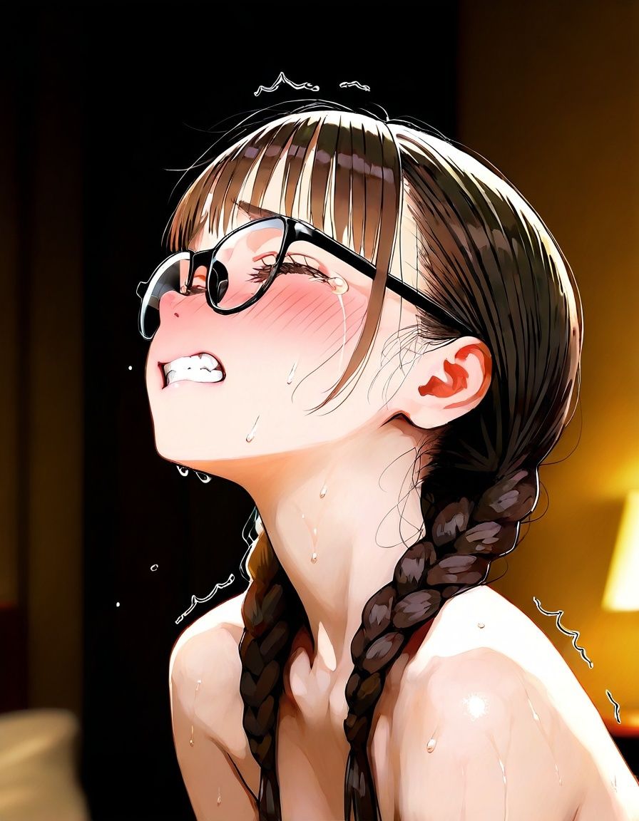 美少女イキ顔図鑑（1）『ムリヤリ入れられフェラまでされるメガネ属性で三つ編みのちっぱい美少女えりなちゃんのイキ顔』 - サンプル画像 3