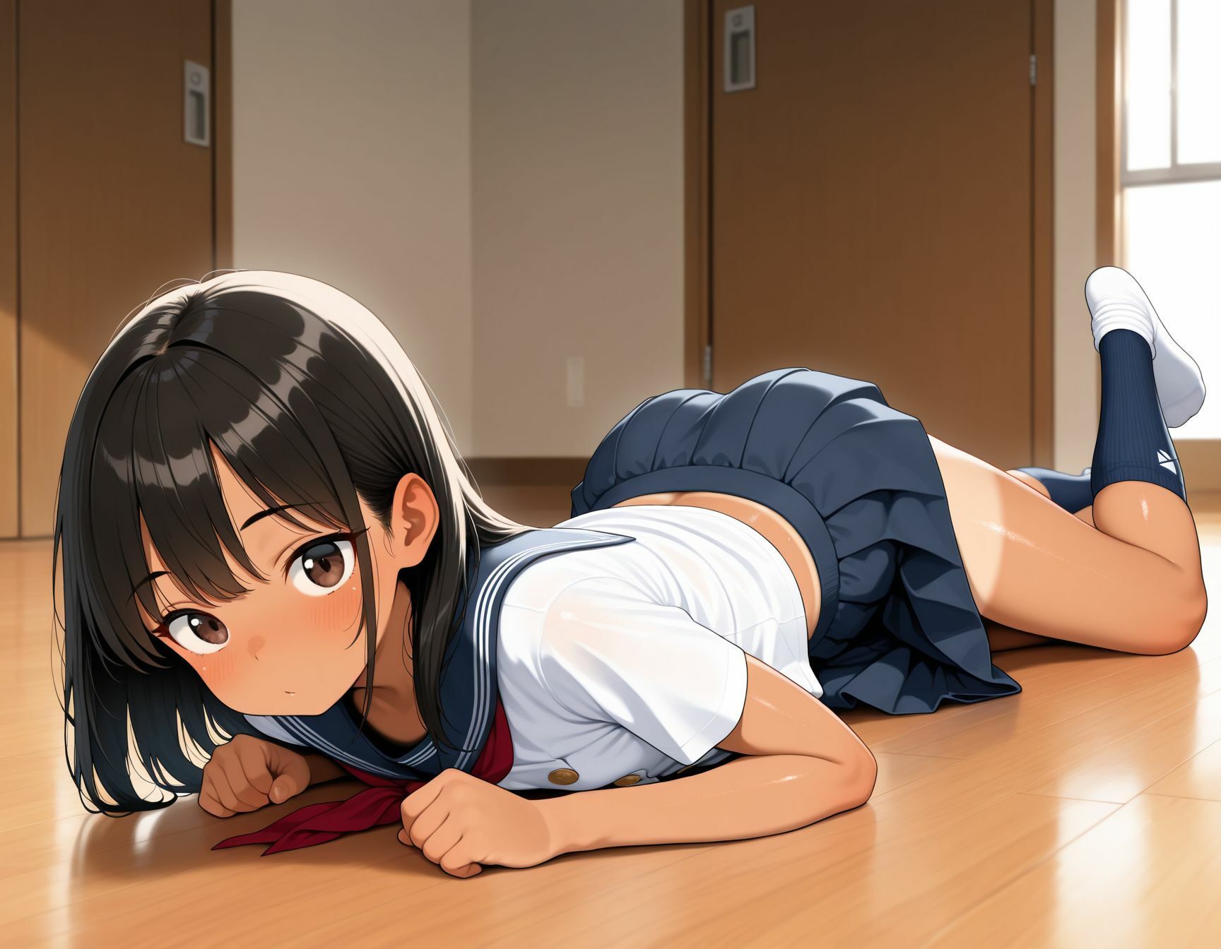 水着の日焼けが残る、発育のいい少女 - サンプル画像 8