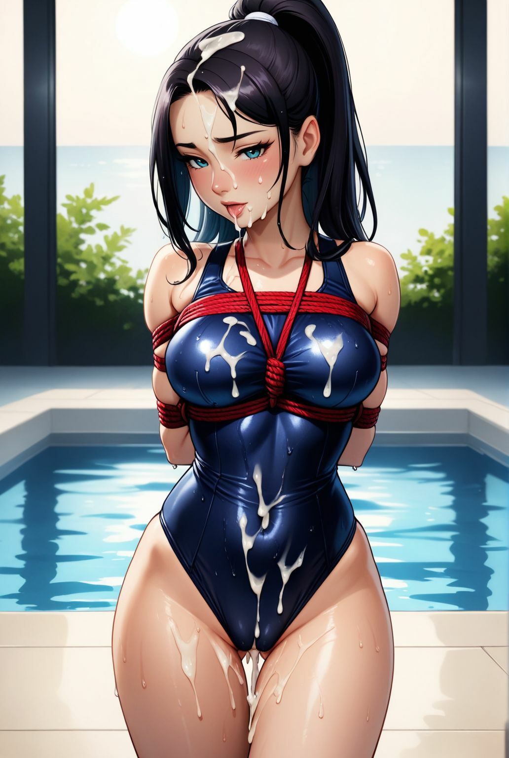 濡縄に囚われた人妻 ―蒼いプールで秘める悦び― - サンプル画像 7
