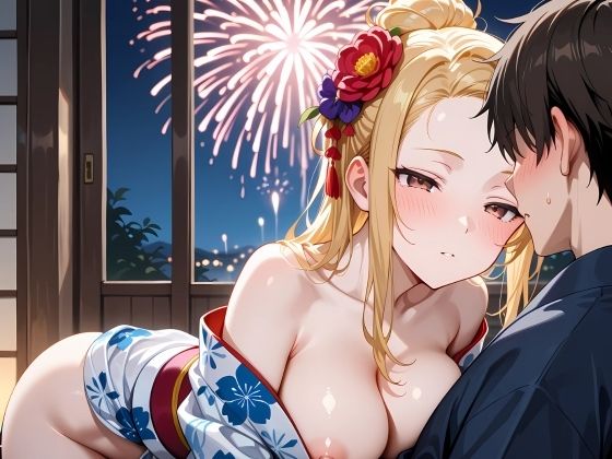 白ギャルの先輩と浴衣デート中に屋外セックスしちゃう話 - サンプル画像 1