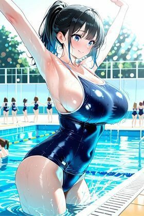 ポニテ人妻スク水堕ち【縦長500枚】 - サンプル画像 2