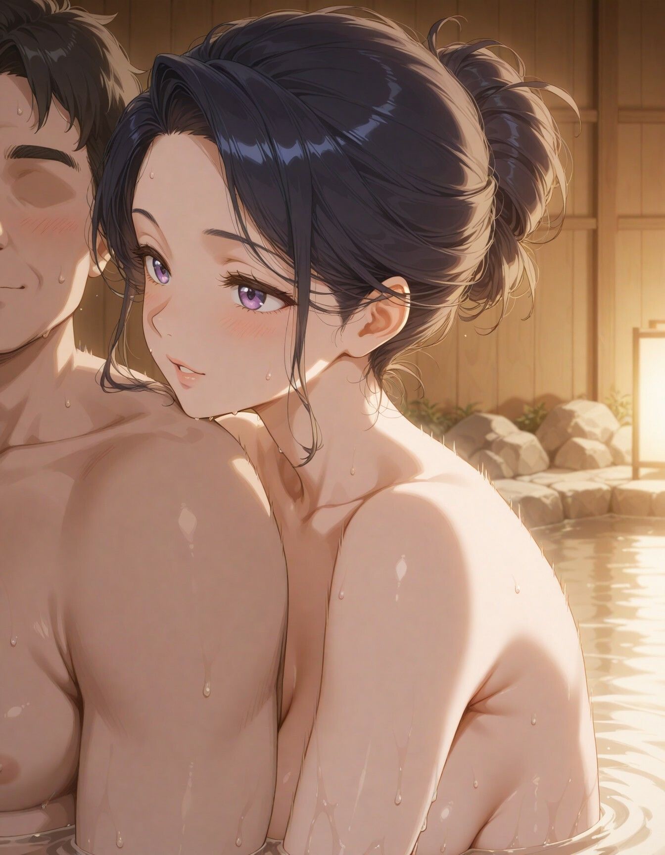 巨乳人妻中出し温泉旅行 - サンプル画像 1