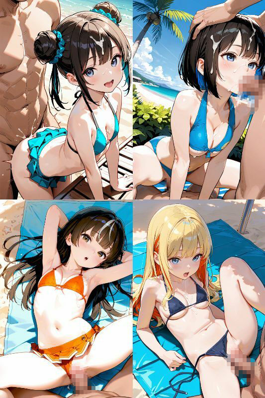 水着JKと屋外でエッチしよう！超絶かわいい女子校生とビキニ、スク水で青姦セックス！【1024x1536高画質サイズ！SDXL超美麗画像200枚以上！】 - サンプル画像 1