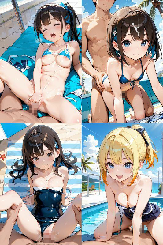 水着JKと屋外でエッチしよう！超絶かわいい女子校生とビキニ、スク水で青姦セックス！【1024x1536高画質サイズ！SDXL超美麗画像200枚以上！】 - サンプル画像 2