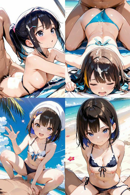 水着JKと屋外でエッチしよう！超絶かわいい女子校生とビキニ、スク水で青姦セックス！【1024x1536高画質サイズ！SDXL超美麗画像200枚以上！】 - サンプル画像 3