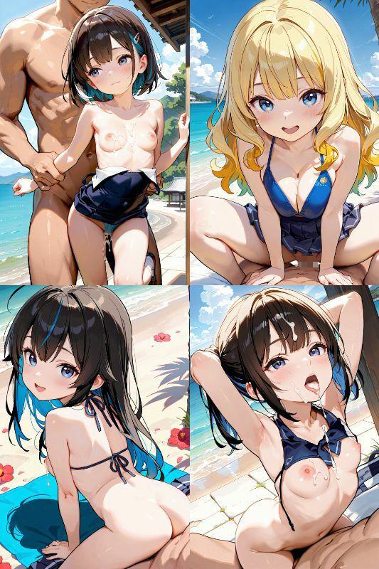 水着JKと屋外でエッチしよう！超絶かわいい女子校生とビキニ、スク水で青姦セックス！【1024x1536高画質サイズ！SDXL超美麗画像200枚以上！】 - サンプル画像 6