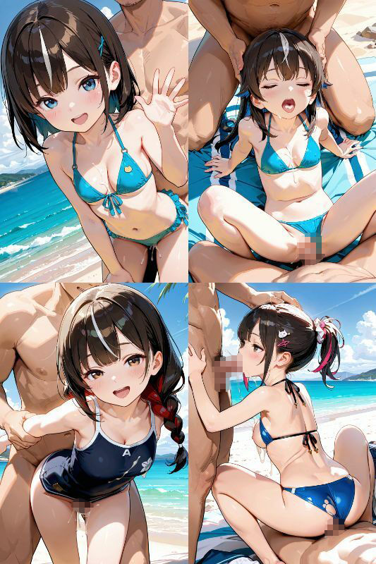 水着JKと屋外でエッチしよう！超絶かわいい女子校生とビキニ、スク水で青姦セックス！【1024x1536高画質サイズ！SDXL超美麗画像200枚以上！】 - サンプル画像 7