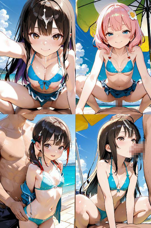 水着JKと屋外でエッチしよう！超絶かわいい女子校生とビキニ、スク水で青姦セックス！【1024x1536高画質サイズ！SDXL超美麗画像200枚以上！】 - サンプル画像 9