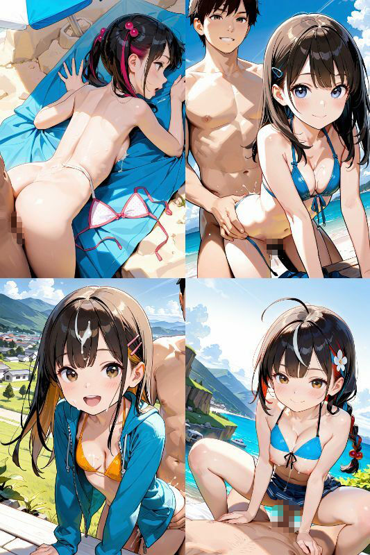 水着JKと屋外でエッチしよう！超絶かわいい女子校生とビキニ、スク水で青姦セックス！【1024x1536高画質サイズ！SDXL超美麗画像200枚以上！】 - サンプル画像 10