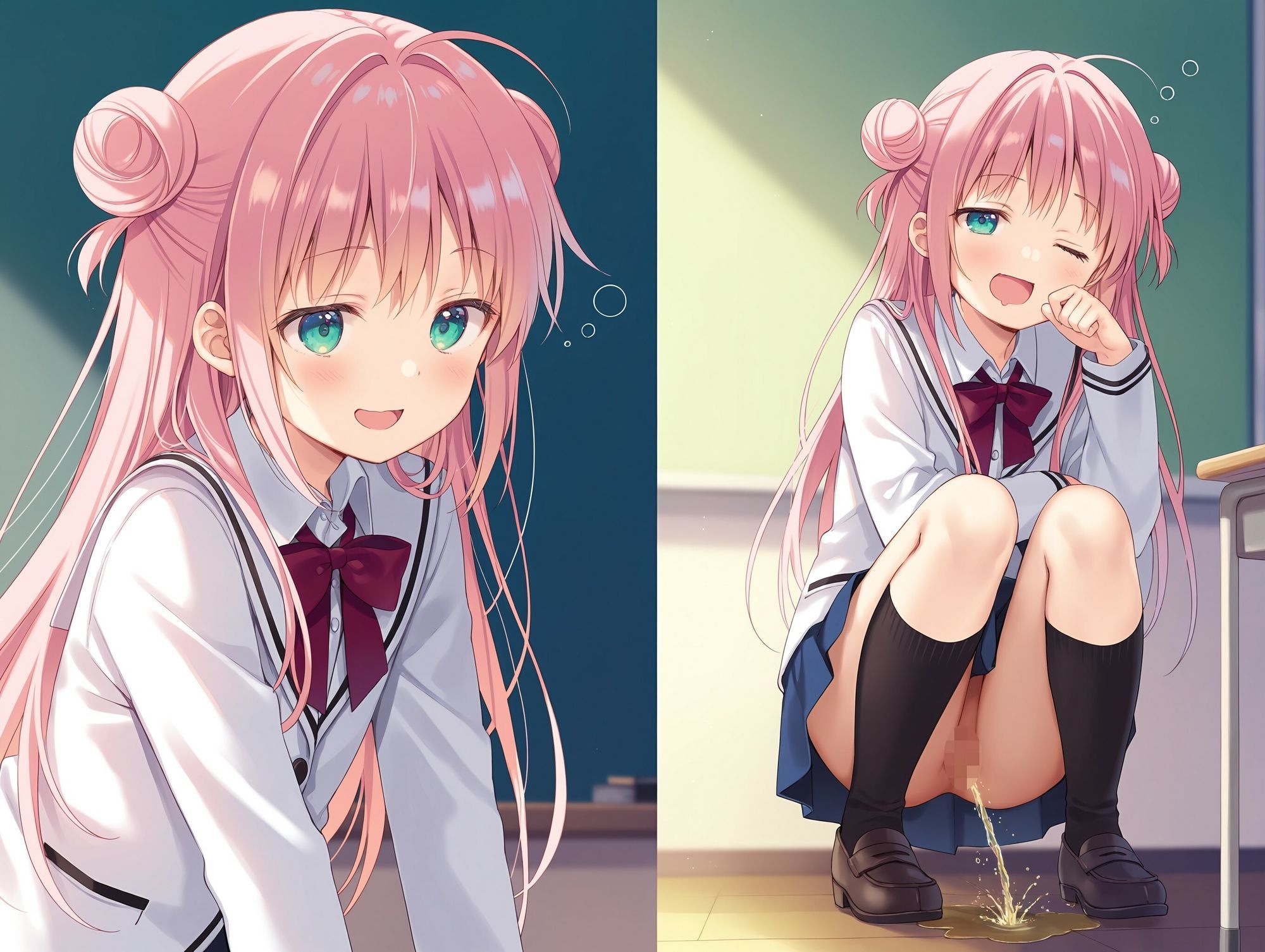 気になるあの子が寝ぼけて教室でおしっこをし始めた - サンプル画像 2