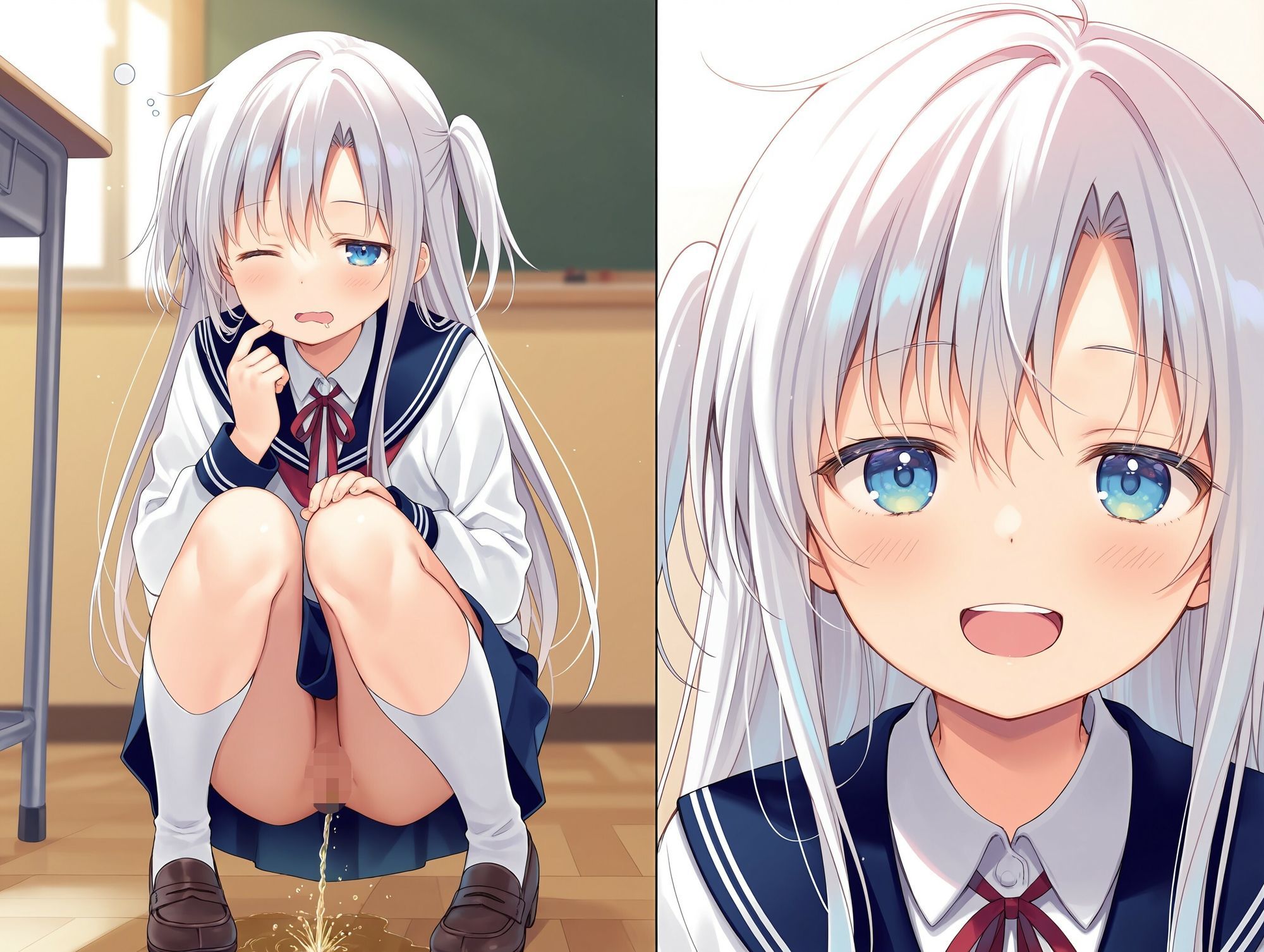気になるあの子が寝ぼけて教室でおしっこをし始めた - サンプル画像 4